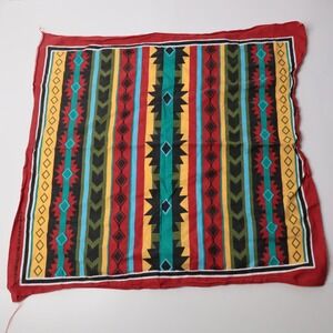 Hav-A-Hank Vintage Southwestern Bandana Red Geometric Aztec Cotton Made in USA